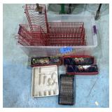 Red Dish Drying Racks and Silver Taco Shell