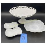 Milk Glass Set of Scallop Dishes,