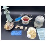2 Wax warmers, ceramic lady, sea shell, blue