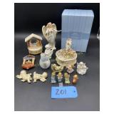Porcelain music nativity, candle holders,