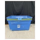 Set of 3 Large Totes with 2 Wheels. No Lids