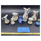 Lot of vases, some Japan, Lefton, Vintage Blue