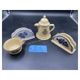 Pfaltzgraff pieces, pitcher, mug and 2 napkin