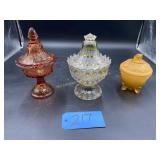 3 Lidded  Candy Dishes