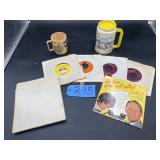 45s Album--6 Total and 2 Walt Disney Souvenir Cups
