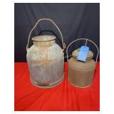 Galvanized Milk cans, 15" and 12" with bales