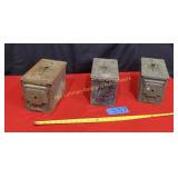 3 Metal Ammo boxes 7" T x 6"W x 12" D- 2 w/