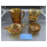 Amber Indiana glass pitcher, Amber Compote, 2