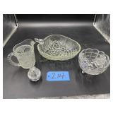 Leaded Crystal pitcher, Glass bowl, Candy dish