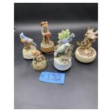 Porcelain music figurines, blue birds, boy and