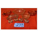 Salt Dippers, Butter Dish, Pyrex Custard Dish,