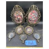 Italy Oval Floral Print Brass Framed, some