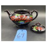 Royal Canadian Art Pottery Brown Teapot with Red