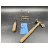 Pearl File, Old Meat Tenderizer, Old Wooden Ice