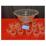 Crystal Punch Bowl Set with 16 cups