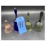 Fenton Green Hobnail Bell, Blue Cobalt Bell,