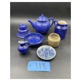 Blue Speckled Teapot(chipped),  Blue Speckled