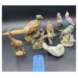Lot of Ceramic Animals, Wooden Giraffe