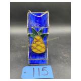 Leaded glass matchbox holder, Pineapple