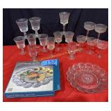 Lot of glass etched wine/gobblets, Crystal egg