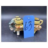 Vintage Ceramic Donkey Cart Condiment Set