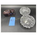 Brown Elephant Occupied Japan Ashtray Set and