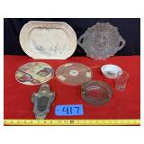 Ash Tray, Frosted Flower Pattern Dï¿½cor Plate,