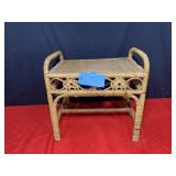 Wicker stool, 29 1/2" W x 13 1/2" D x 19" T