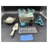 Pie Server, Small Horn of Plenty Vase, Blue