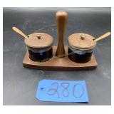 Brown Drip Jelly Jars with Wood Lids, Wood