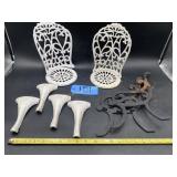 2 Doll size Cast chairs/White, Doll size Cast