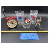 3 NFL Glasses, San Francisco Clock, Mattingly