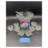 Anchor Hocking Punch Bowl with 8 Cups and Ladle