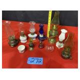 Oil Lamps Blue, Green, and 1 White are made in