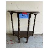Antique Half Round Dark Finish Side Table  24" W