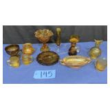 Amber flutted candy dish, Amber vases,  Misc.
