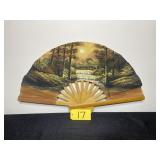 Wooden hand painted fan