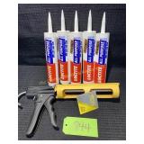 Caulk Gun with 5 tubes All Purpose white caulk