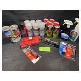 Box of Spray Paint, Trailor Hitch Gel Lube,
