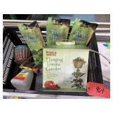 Tote of Misc., Lawn sprayer, Tree Stake Kit,