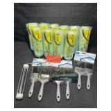 Box of Paint Rollers and Paint Brushes with Roller