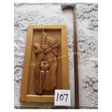 Carved Wooden Cane and Wooden Artwork