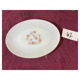 Vintage Fire King 'Fleurette' milk glass oval