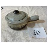 Vintage two-tone speckled stoneware soup mug