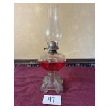 Vintage clear glass Kerosene oil lamp with chimney