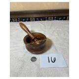 Hand carved wooden mortar and pestle set