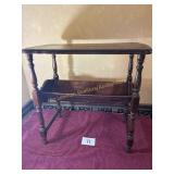 Antique Wood End Table with bookshelf