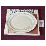 2 Pfaltzgraff platters, 1 cityscape,  1 tea rose