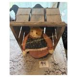 Wooden Crate with Stuffed Cat