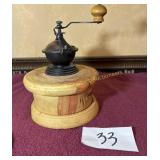 Handmade wooden manual coffee bean grinder